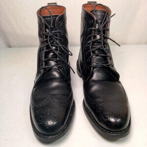 Allen Edmonds Dalton Boots Men 10 D Black Leather Brogue Wingtip Lace Up